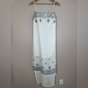 Vintage Sue Wong White Sheer Embroidered Bohemian Slip Dress size Medium